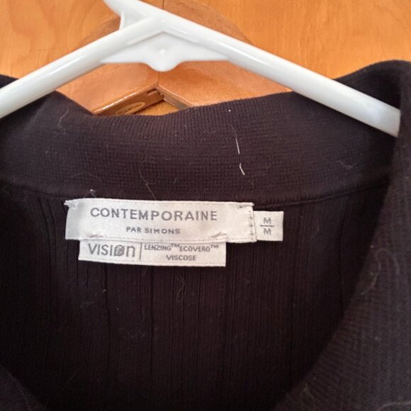 Haut polo noir en maille / Black knit polo top - Picture 1 of 3